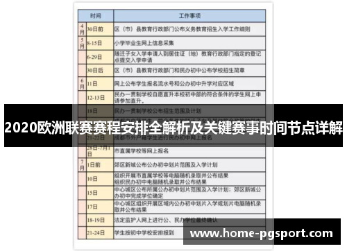 2020欧洲联赛赛程安排全解析及关键赛事时间节点详解
