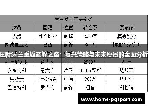 国际米兰重返巅峰之路：复兴策略与未来愿景的全面分析